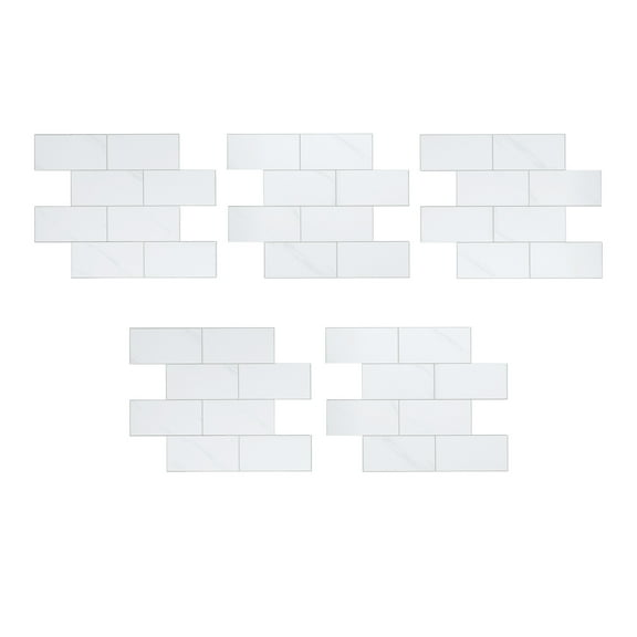 Aspect Collage 14.9in x 11.75in Peel and Stick Backsplash in Carrara Subway (5-Pack)