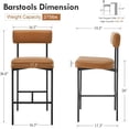 thumbnail image 2 of 26" Counter Height Bar Stools Set of 4, Modern Brown Faux Leather Bar Stools with Backs and Metal Legs, Upholstered Barstool for Kitchen Island, Counter, Cafes, Dining Room, 2 of 8