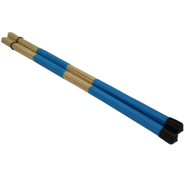 Varilla de bambú de 40cm, cepillo para tambor, baquetas para Jazz, música folclórica, azul perfke Escobillas de tambor de bambú
