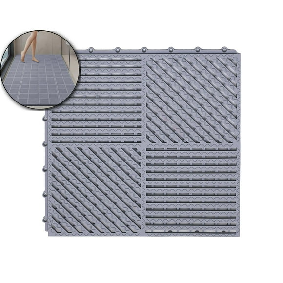 Dvruxg 11.8" x 11.8" Rubber Floor Tiles Non-Slip Splicing Drainage Mats for Deck, Pool, Shower, Patio, Balcony, Bathroom, Kitchen, Yard(Gray)