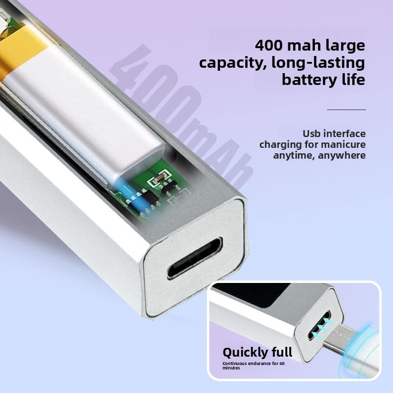 Portable aluminum alloy UV LED nail lamp, handheld cordless single-line nail dryer, used for curing nail polish, mini travel nail care tool