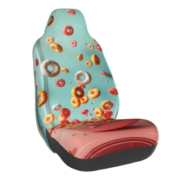 Fuzoiu Floating Colorful Cereal Print Elastic Car Seat Covers, Seat Cover Protector,Universal Fit Interior Covers for Most Cars,Washable Seat Cover Non Slip for SUV,Sedan,Van