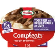 HORMEL COMPLEATS Tender Beef Tips with Mashed Potatoes & Gravy, Shelf Stable, 9 oz Plastic Tray