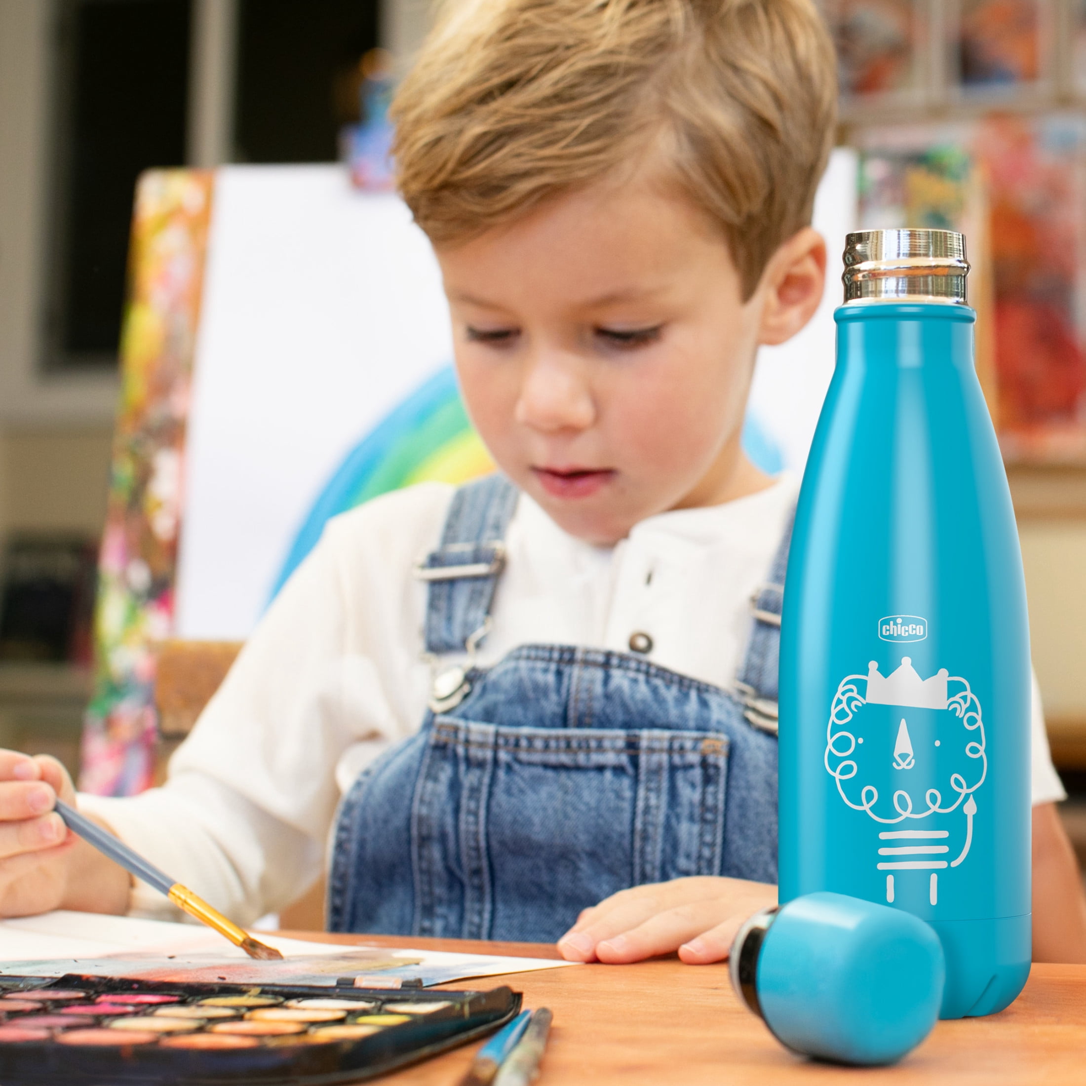 Chicco Stainless Steel Double Wall Vacuum Insulated Water Bottle, 4yr+ - Sloth, New