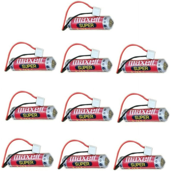 (10-Pack) 3.6V ER6C AA PLC Battery 1800mAh for MAXELL FX F2-40BL PLC with White Plug Non-Rechargeable Lithium Battery