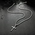 thumbnail image 2 of Small Cross Necklace for Men, Speroto Silver Mens Necklace with Cross Pendant and Wheat Chain, Cross Necklace Simple Jewelry Gift for Men 20inch, 2 of 7