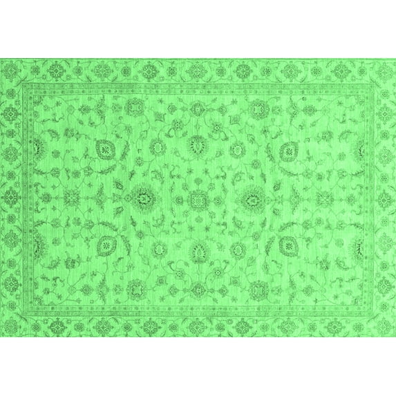 Ahgly Company Indoor Rectangle Abstract Emerald Green Modern Area Rugs, 8' x 10'
