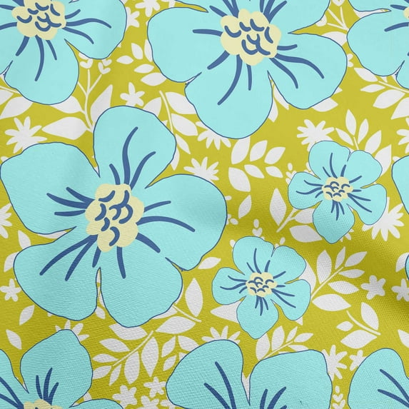 oneOone Cotton Cambric Lime Green Fabric Floral Craft Projects Decor Fabric Printed By The Yard 42 Inch Wide