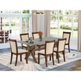 thumbnail image 2 of X797MZN32-7 Dining Table and 6 Light Beige Chairs - Distressed Jacobean Finish, 2 of 2