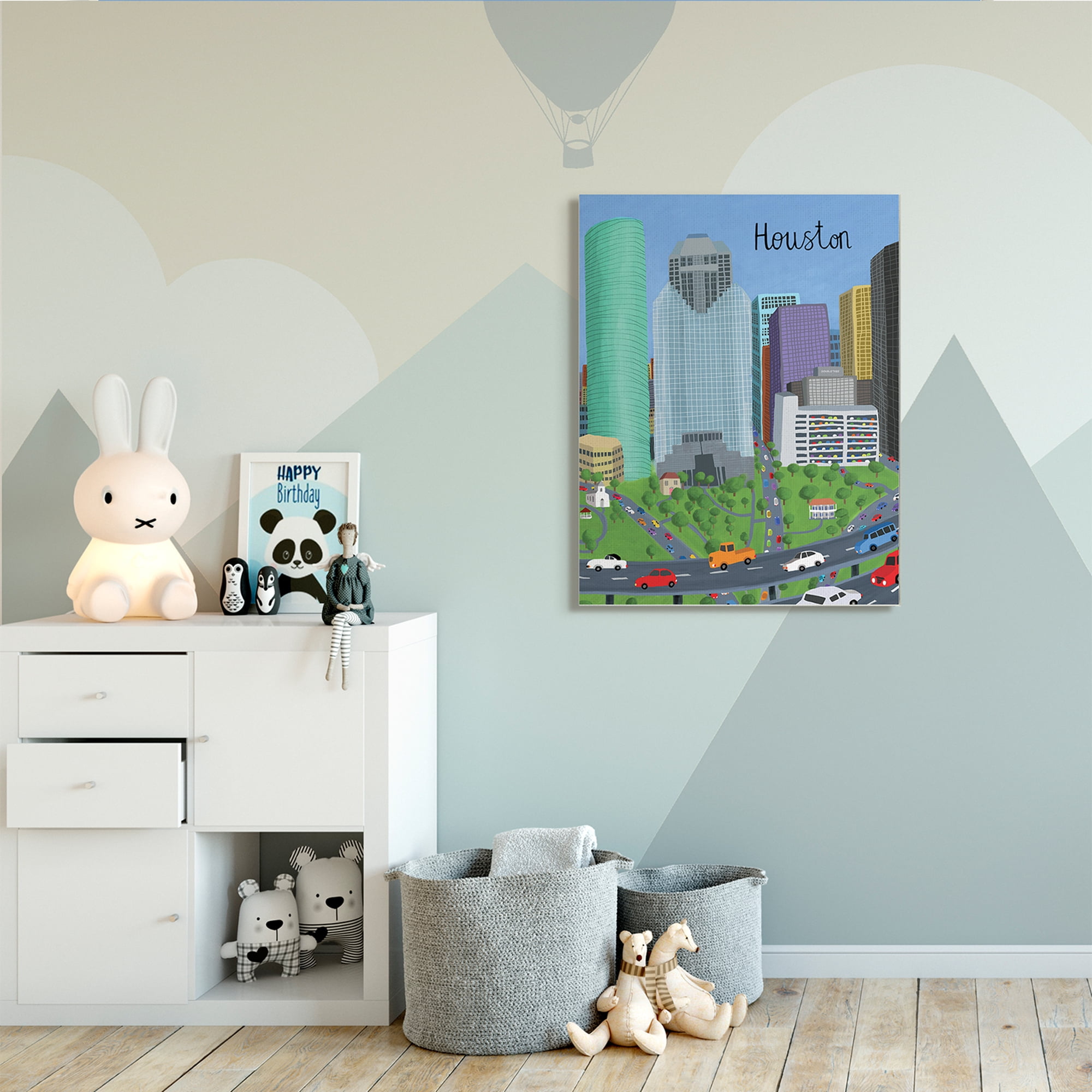 Stupell Industries Houston Texas City Skyline Architecture Highway Cars,36 x 48,Designed by Carla Daly