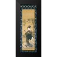 thumbnail image 2 of Toyokuni, Utagawa 9x18 Black Modern Framed Museum Art Print Titled - Portrait of a Woman Tuning Her Shamisen On a Veranda, 2 of 5