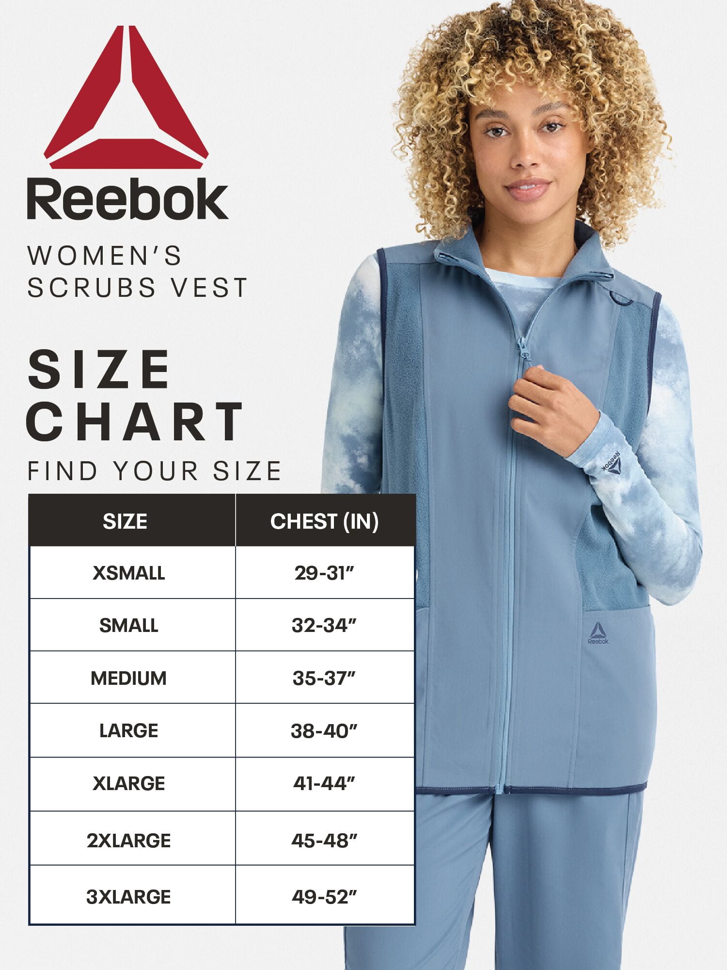 Reebok Women’s Tech Comfort Scrub Vest with 6 Pockets, Sizes S–3XL