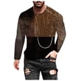 thumbnail image 2 of Pxiakgy shirts for men Neck 3D Sleeve Street Men's Digital Printing Top T-shirt Casual Round Long Men's blouseMen's Dress Shirts Brown + 4XL, 2 of 6