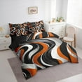 thumbnail image 3 of Manfei Girly Orange Minimalst Bedding Comforter Set 7-Piece, Stripes Ombre King Bedding Sets, Abstract Geometric Reversible Bed Sheets, Lightweight Room Decor, 3 of 7