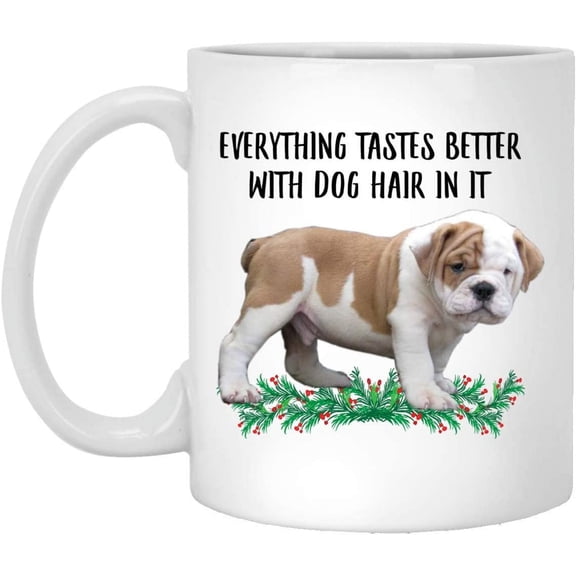 Funny Saying Gifts For Pet Lovers Beabull White Everything Tastes Better With Dog Hair In It Christmas 2022 Gifts Coffee Mug White 11 Oz
