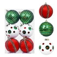 thumbnail image 2 of 3.15 inch, Red White Green Mixed Christmas Ornaments,Shatterproof Wrap Cloth Foam Christmas Ornament Balls for Xmas Christmas Tree Decoration, 6 Count, 2 of 7