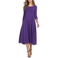 thumbnail image 4 of Sonducket Vestido de mujer Cuello Otoño Vestido de mujer Traje de cuello Media manga Vestido de columpio grande Vestidos Violeta L, 4 of 6