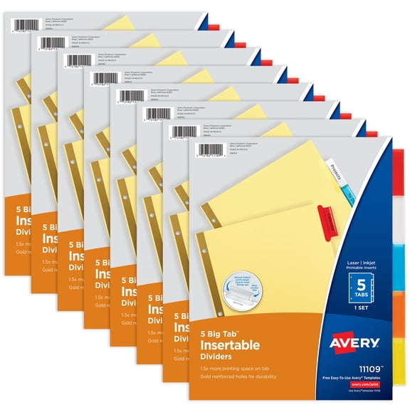 Avery Big Tab Insertable Dividers, 5-Tab Sets, 8 Sets (07829)
