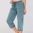 thumbnail image 2 of Mohiass Women's Cargo Capris Hiking Lightweight Quick Dry Summer Outdoor Casual Travel Pants with Pockets Blue S, 2 of 7