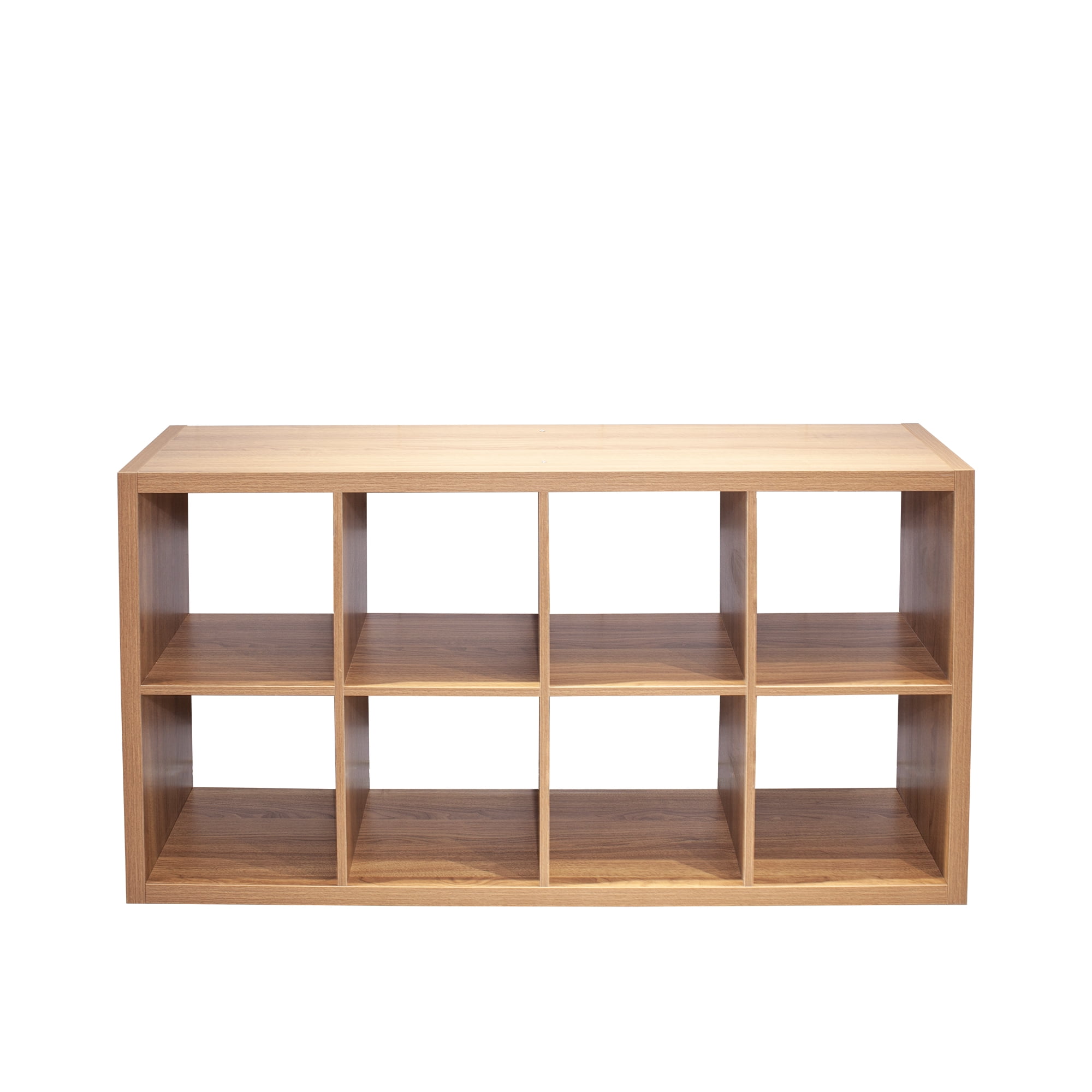 8-Cube Organizer Storage with Opened Back Shelves, 2 x 4 Cube Bookcase Book Shleves for Home, Office, Walnut Color