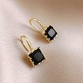 thumbnail image 4 of Grandest Birch 1 Pair Stud Earrings Square Shape Rhinestone Jewelry Appearance Long Lasting Ear Studs for Daily Wear Alloy Black, 4 of 8