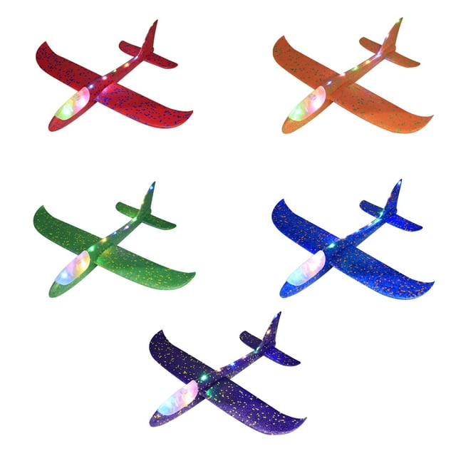 Avion Jouet pour Enfants Modèle d'Avion Planant Lumière de Nuit Avion en Mousse Résistant aux Chocs, Bleu