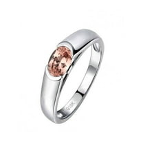 Oval cut 1 Carat Solitaire Morganite Engagement Ring in 14k White Gold affordable morganite and diamond engagement ring