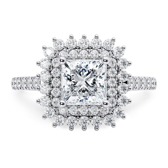 Elegant 1.5 Ct Princess Moissanite Diamond Ring for Women 14K White Gold on Silver