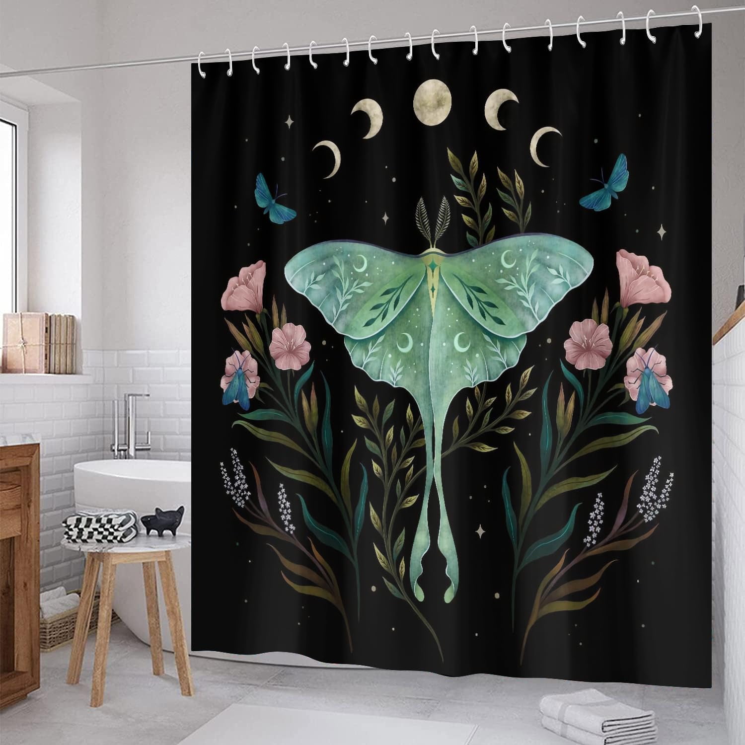 Bathroom Sets with Shower Curtain and Rugs, Bathroom Curtains Shower Set Include Waterproof Shower Curtain Non-Slip Rug Toilet Lid Cover Bath Mat and 12 Hooks, Blue Marble Shower Curtains