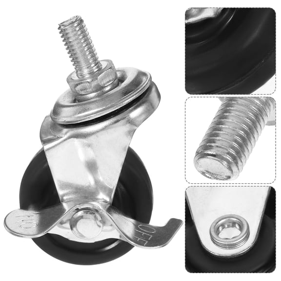 PENIKOKO Small Rubber Caster Wheels with Brake, Round Rolling Wheels for Household Items, 1 Pack