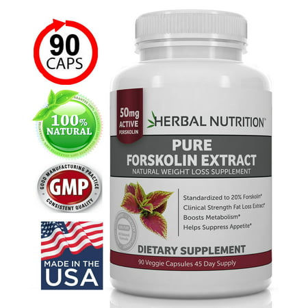 Pure Forskolin Extract - 90 Count Bottle 250mg A 20% Extract of Pure Coleus (Best Forskolin Extract On The Market)