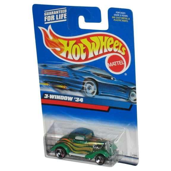 Hot Wheels 3-Window '34 (2002) Green Die-Cast Toy Car #132