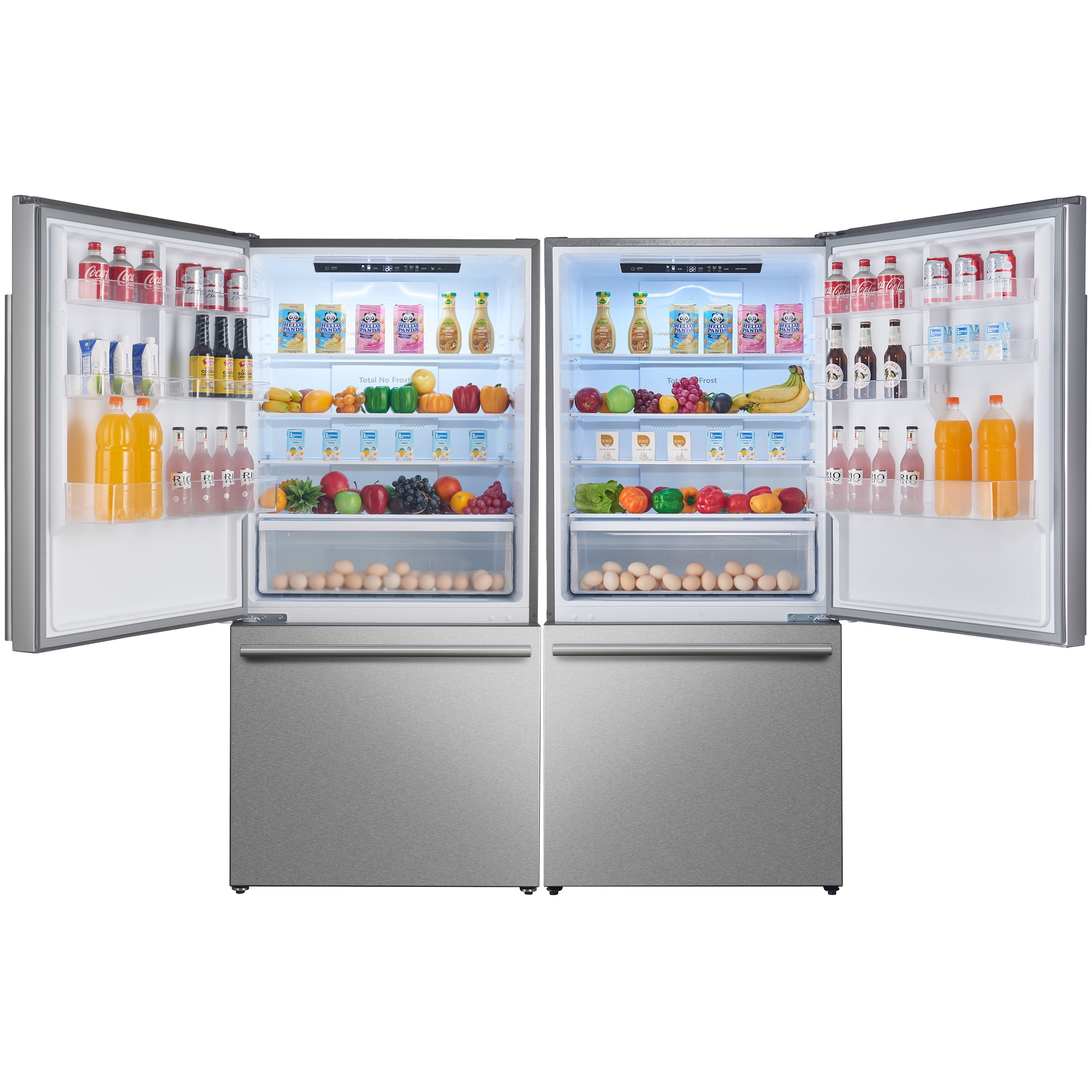 Forno Milano 2-Piece 62-Inch Freestanding Dual Bottom Freezer Refrigerator, Stainless Steel â€“ 34.4 cu.ft, Touch Control, Ice Maker