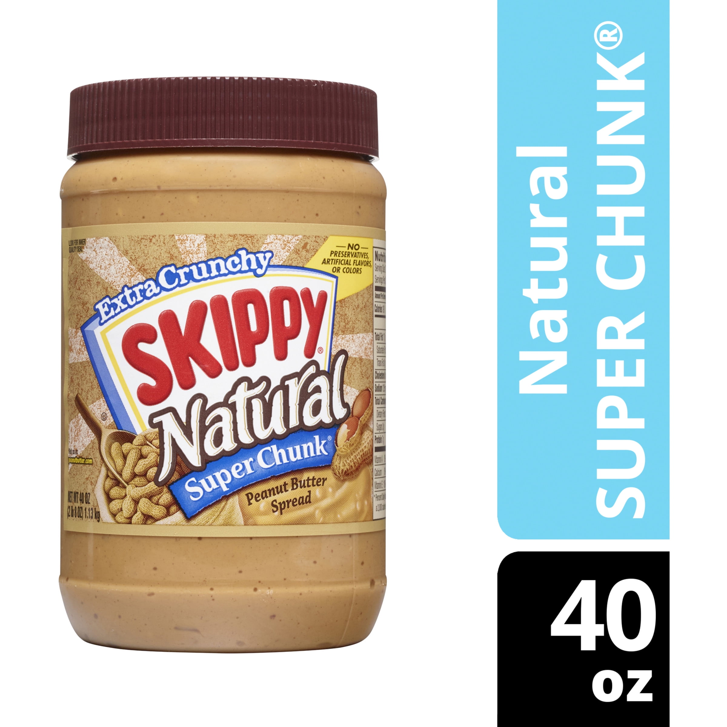 (8 pack) SKIPPY SUPER CHUNK Natural Peanut Butter Spread 40 oz