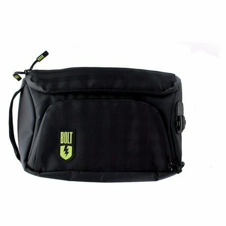Bolt - Bolt Small Tote Bag with Zipper Closure and Extra Pockets - Black / Lime - www.bagssaleusa.com