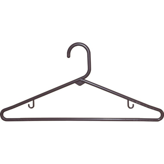 International Hanger, Brown Plastic Tubular Combo Hanger with Bar and Hooks for Straps on Tops, 36 Pack