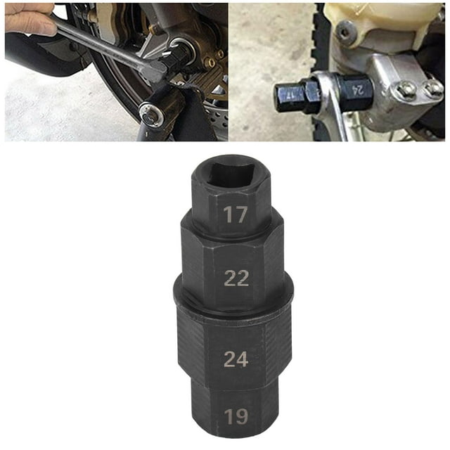 Outil de Démontage d'Essieu de Roue de Moto, Outil de Broche d'Essieu Hexagonal 17/19/22/24mm Outil de Clé d'Axe de Roue avant pour Moto
