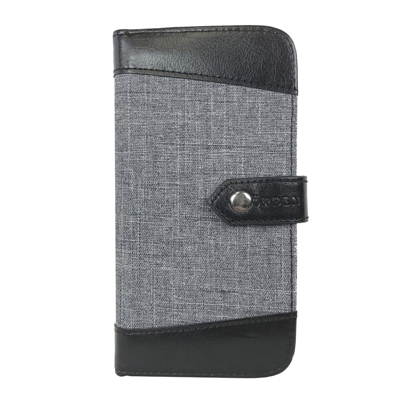 Black/Gray ORBEN Zip-Around Wallet Phone Case with Multiple Card Slots Full