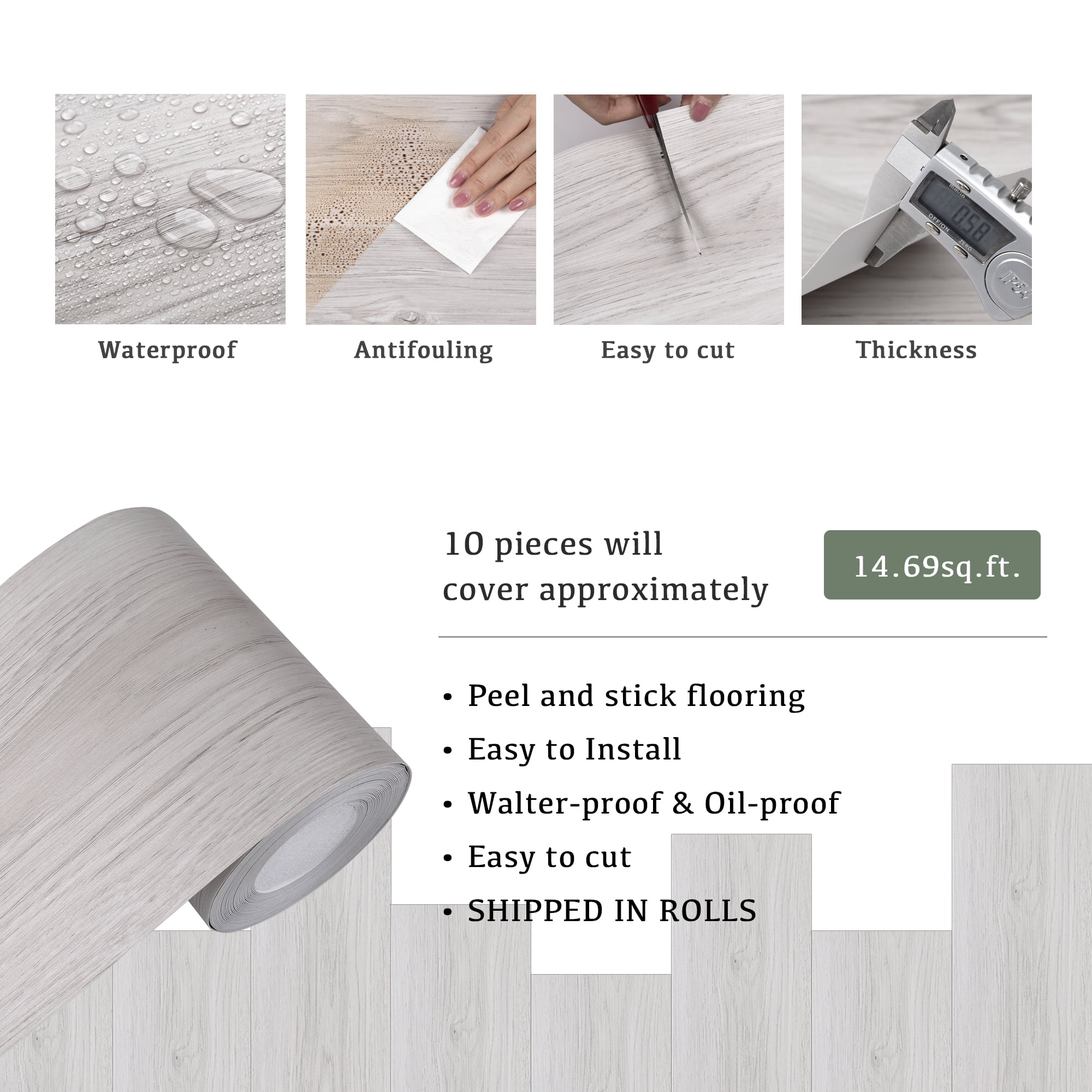 Lxcreat 20Pcs Peel and Stick Vinyl Flooring Tile Wood Grain Look Self Adhesive and Waterproof for Transfer Bathroom, Kitchen, Living Room, Bedroom (35-in x 6-in x 0.6-mm)