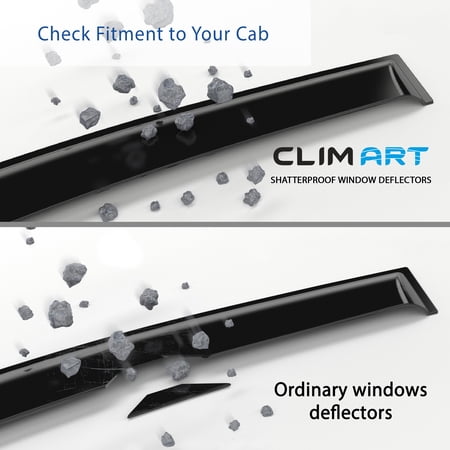 CLIM ART In-Channel Incredibly Durable Rain Guards for Pilot 2016-2022, Original Window Deflectors, Vent Deflector, Vent Window Visors, Dark Smoke Car Accessories,4pcs - 616276