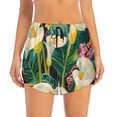 thumbnail image 2 of Balery Tropical Floral Jungle Pantalones cortos deportivos para mujer con forro y dos bolsillos, elásticos, para entrenamiento, gimnasio, yoga-X-Large, 2 of 7