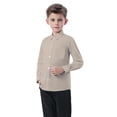 thumbnail image 6 of Toddler Boys Long Sleeve Dress Shirt Kids Back to School Button Down Shirt Casual Collared Uniform Top 6M-8 Years Khaki 5 Years, 6 of 6