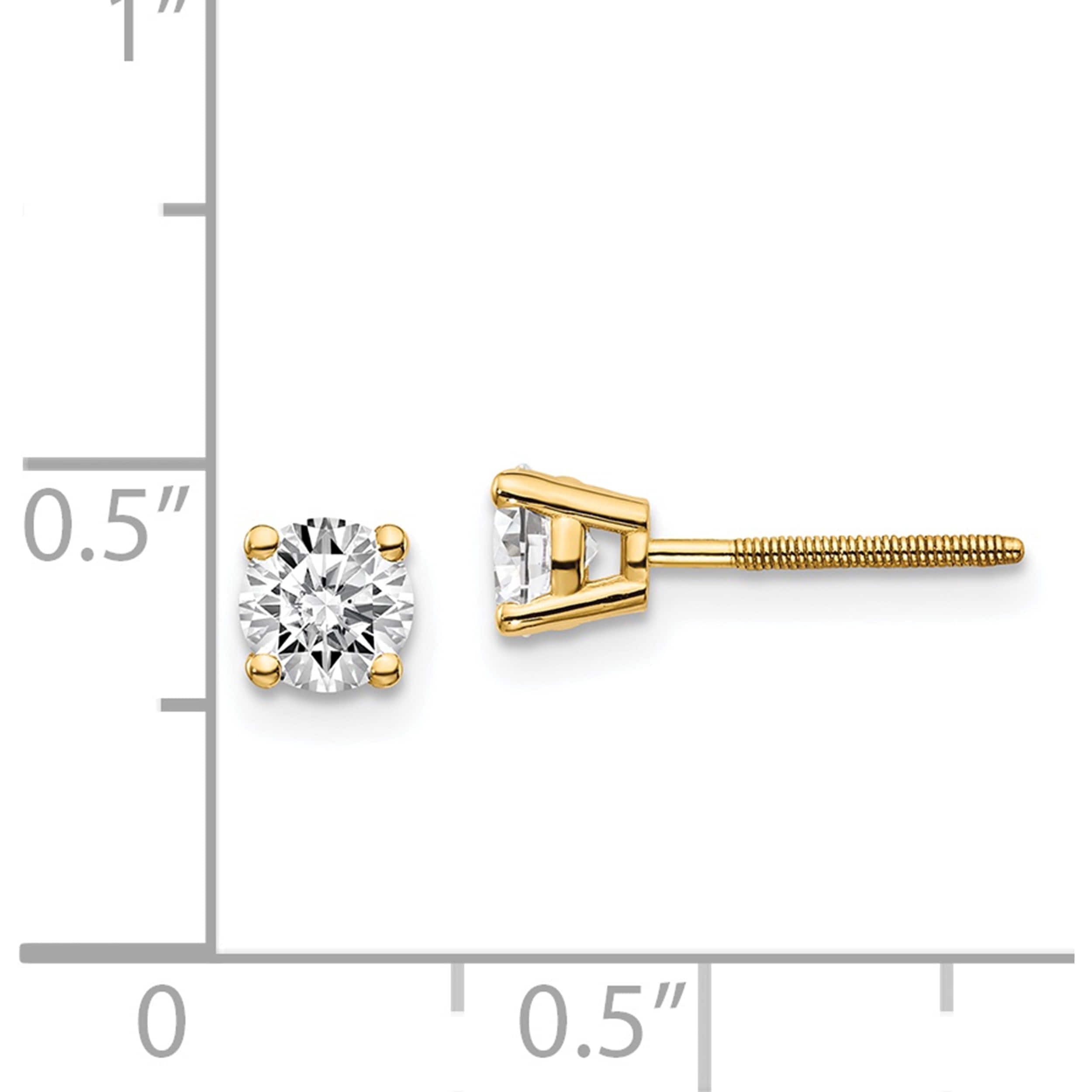 14K Yellow Gold 14Ky .70Ct. Si3 G-I Diamond Stud Thread On/Off Post Earrings (4.4 X 4.4) Made In United States st3-70