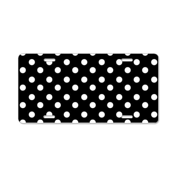 CafePress - Black And White Polka Dots - Aluminum License Plate, Front License Plate, Vanity Tag