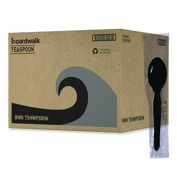 Boardwalk Heavyweight Wrapped Cutlery Teaspoon Black 1000/Carton BWKTSHWPSBIW