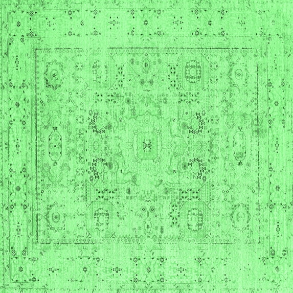 Ahgly Company Indoor Square Oriental Emerald Green Traditional Area Rugs, 3' Square