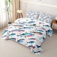 thumbnail image 3 of Feelyou Ink Splash Fish Twin Quilt Set for Boys Girls, Hook Ocean Animal Twin Coverlet Set, White Blue, 2pcs, 3 of 7
