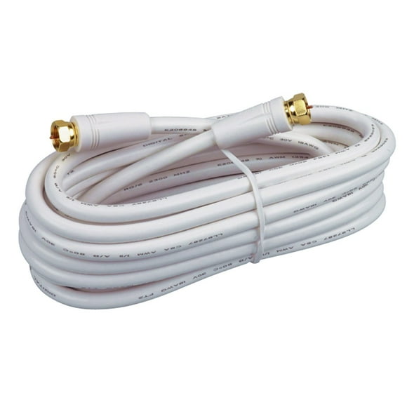 7.6 m / 25' RG6 Indoor and Outdoor Coaxial Cable - with Connector, White