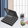 thumbnail image 1 of Caja de almacenamiento de joyas, portátil, 30 rejillas, a prueba de polvo, desmontable, a la moda, con tapa, contenedor, dispensador, pendiente de tue Negro Salvador Caja de almacenamiento de joyas, 1 of 10