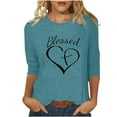 thumbnail image 2 of Up to 50% off Pitauce Valentine's Day Sweatshirt for Women Casual Fashion Heart Graphic Printed Tee Crewneck 3/4 Sleeve Shirts Loose Pullover Tunic Tops Blouses, 2 of 5